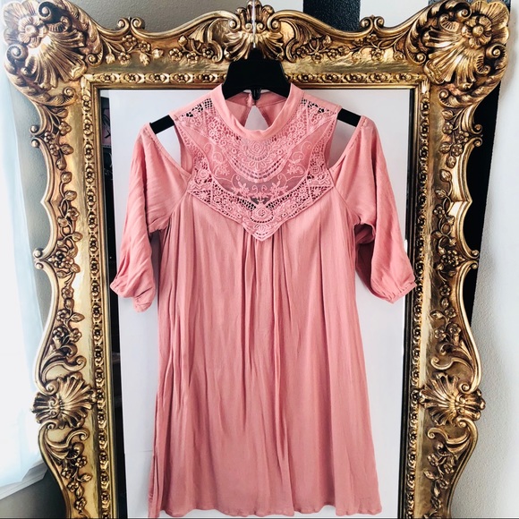 As U Wish Dresses & Skirts - Rose Lace High Neck Shift Dress